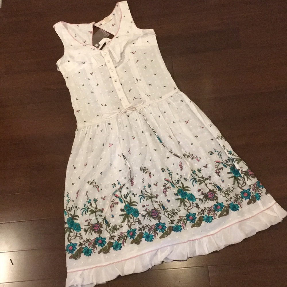 Anthropologie Lux White Floral Lace Dress